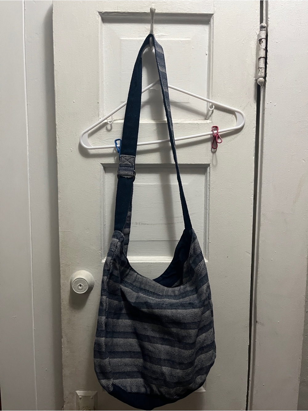 Striped Navy Hobo Shoulder Bag